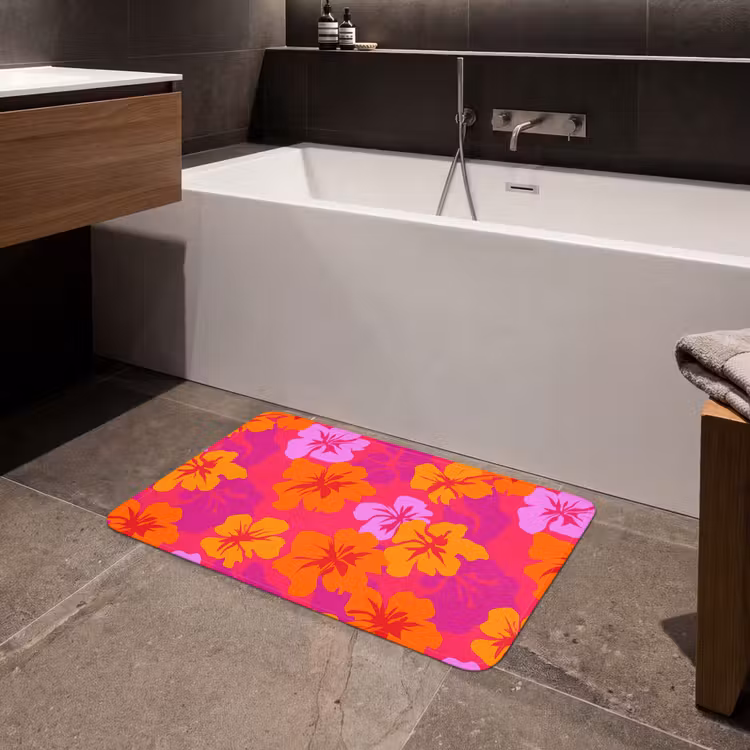 Badmat - Zomers - Hibiscus - Kleurrijk — 4