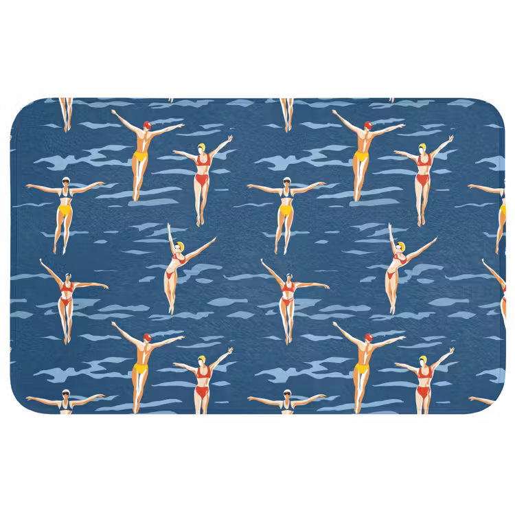 Badmat - Zwemsters- Retro - Blauw — 1