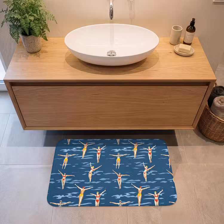 Badmat - Zwemsters- Retro - Blauw — 2