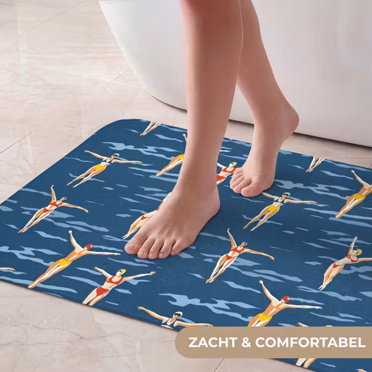 Badmat - Zwemsters- Retro - Blauw — 5