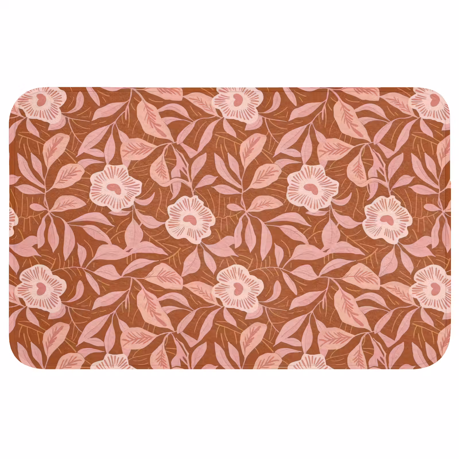 Badmat - Patroon - Bladeren - Terracotta — 1