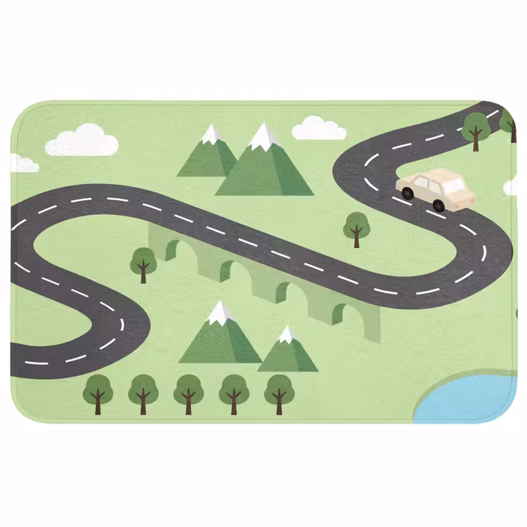 Badmat - Auto - Bergweg - Natuur - Illustratie — 1