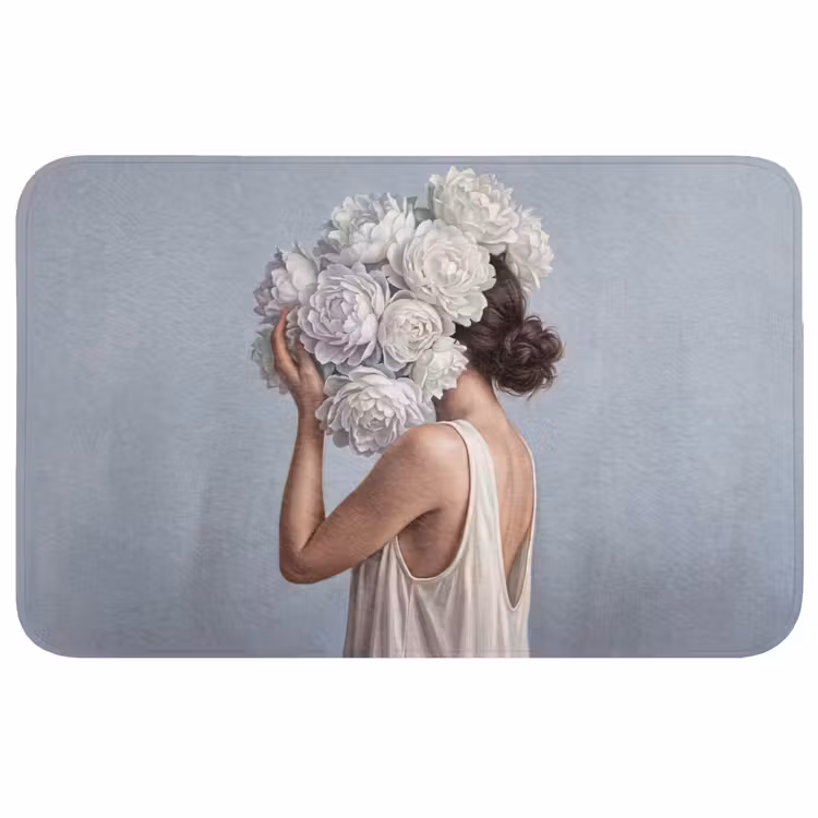 Badmat - Bloemen - Vrouw - Wit — 1
