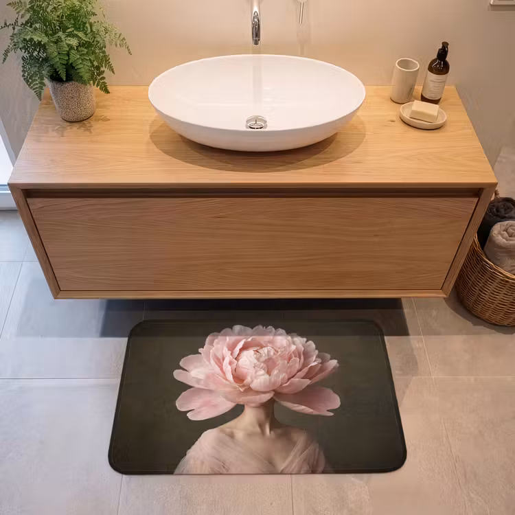 Badmat - Gezicht - Roos - Roze — 2