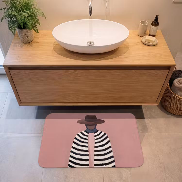Badmat - Grafisch - Vrouw - Roze — 2
