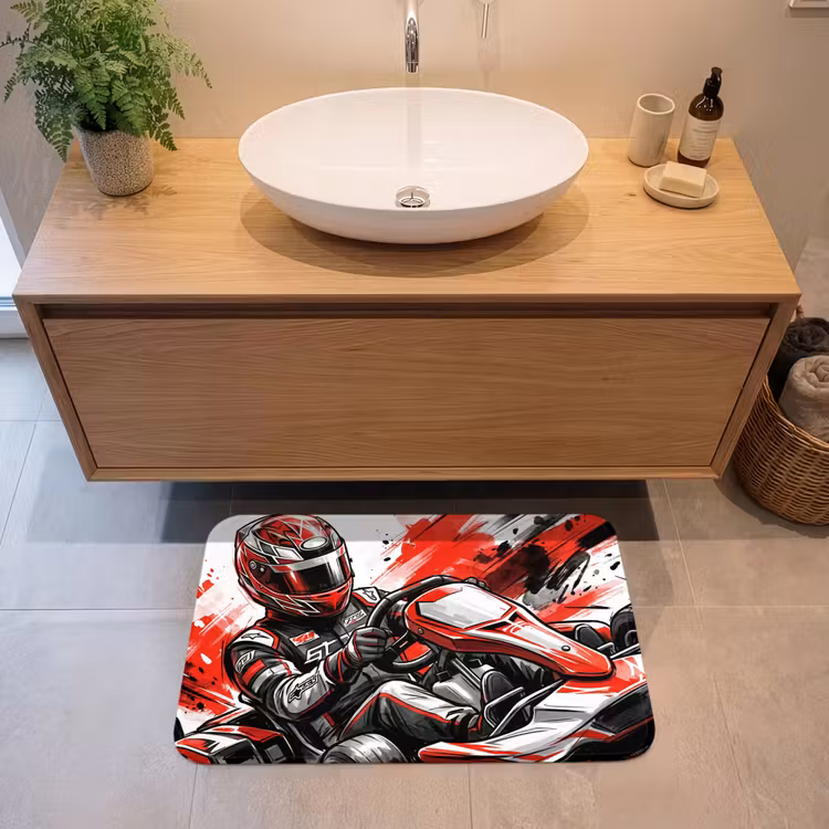 Badmat - Kart - Coureur - Snelheid - Rood — 2