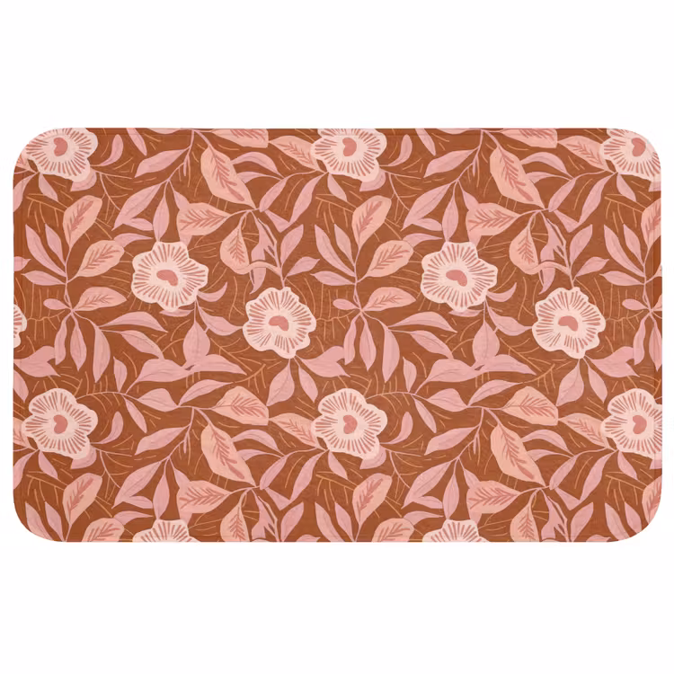 Badmat - Patroon - Bladeren - Terracotta — 1
