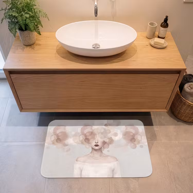 Badmat - Vrouw - Cirkels - Beige — 2