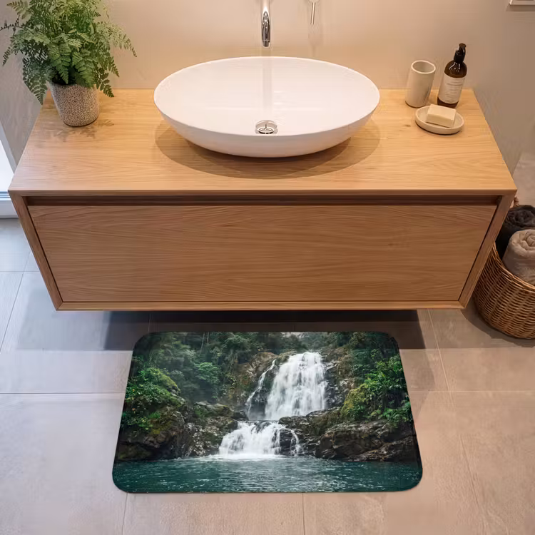 Badmat - Waterval - Bos - Natuur - Groen — 2