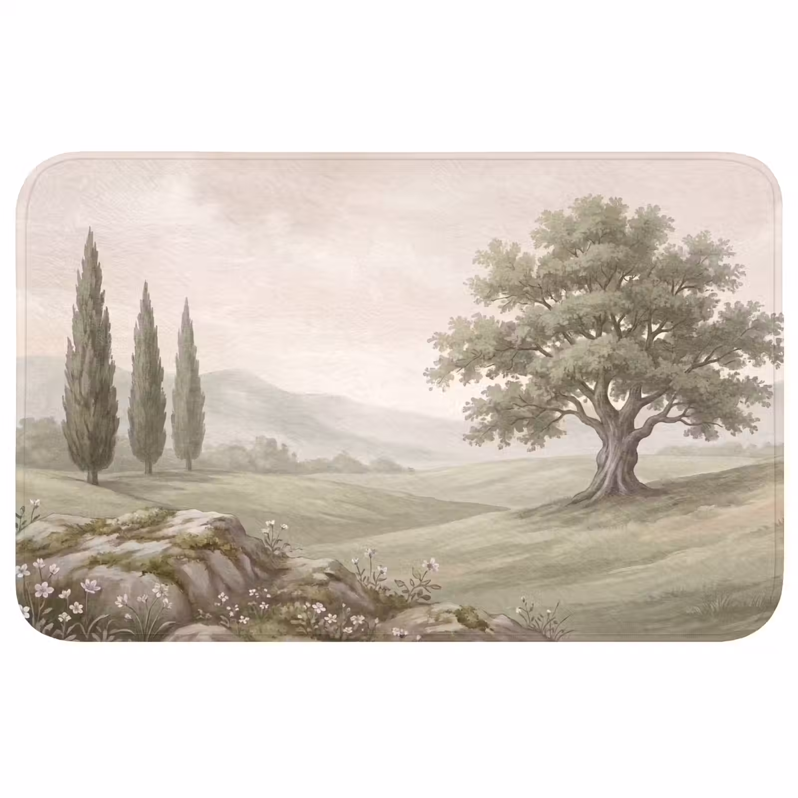 Badmat - Heuvellandschap - Bomen - Natuur - Groen — 1