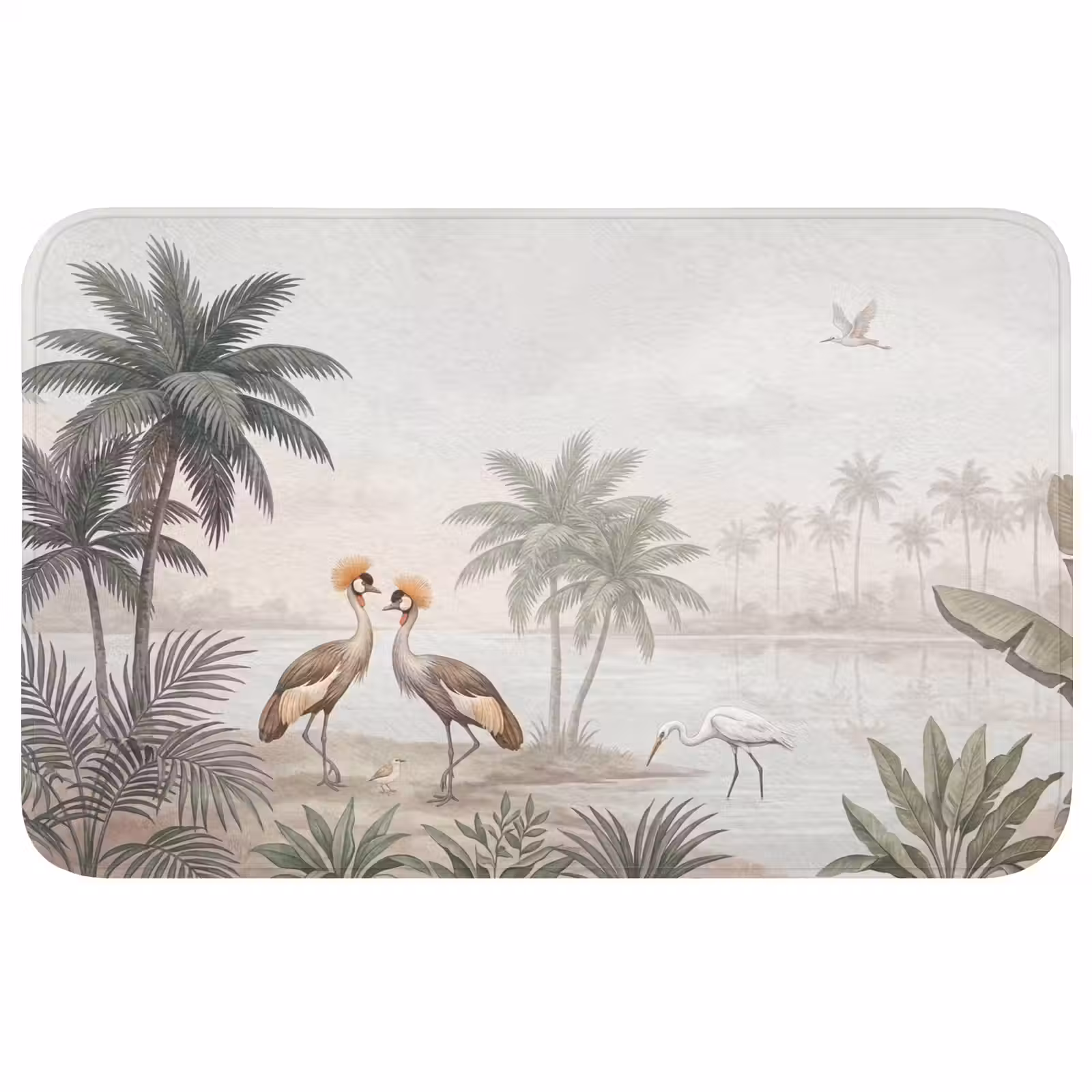 Badmat - Kraanvogels - Palmbomen - Tropisch — 1