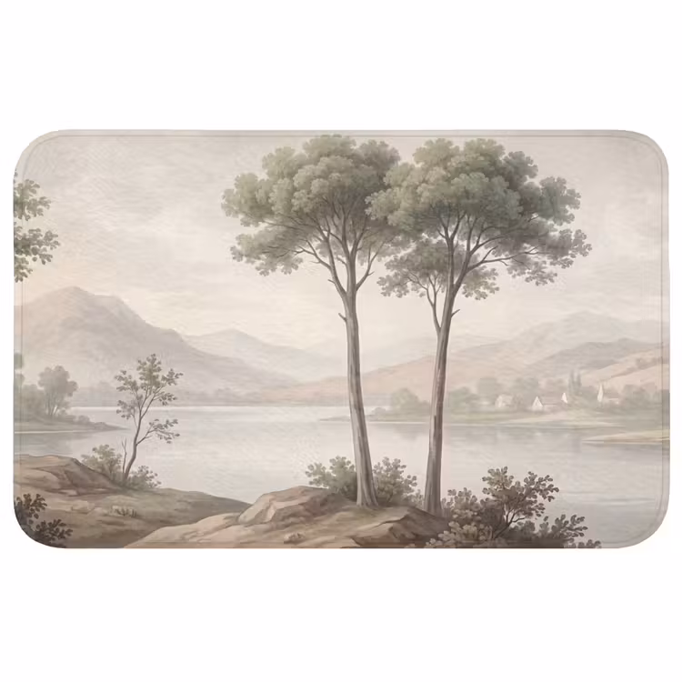 Badmat - Bomen - Meer - Bergen - Illustratie — 1
