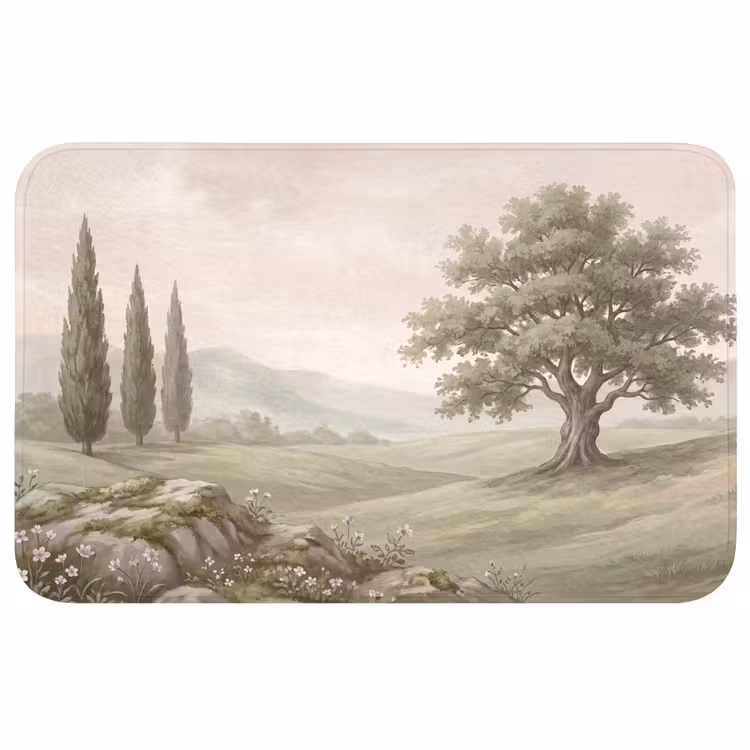 Badmat - Heuvellandschap - Bomen - Natuur - Groen — 1