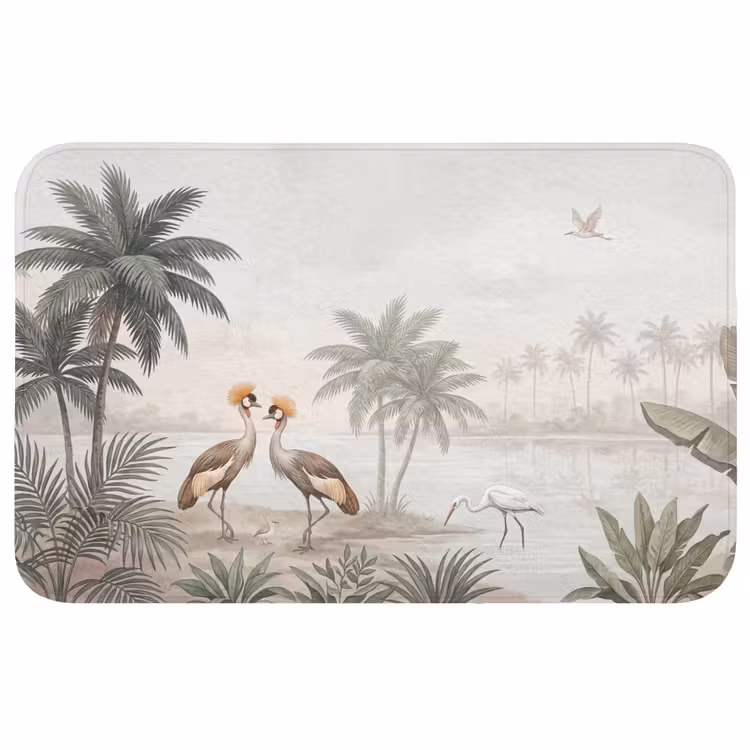 Badmat - Kraanvogels - Palmbomen - Tropisch — 1