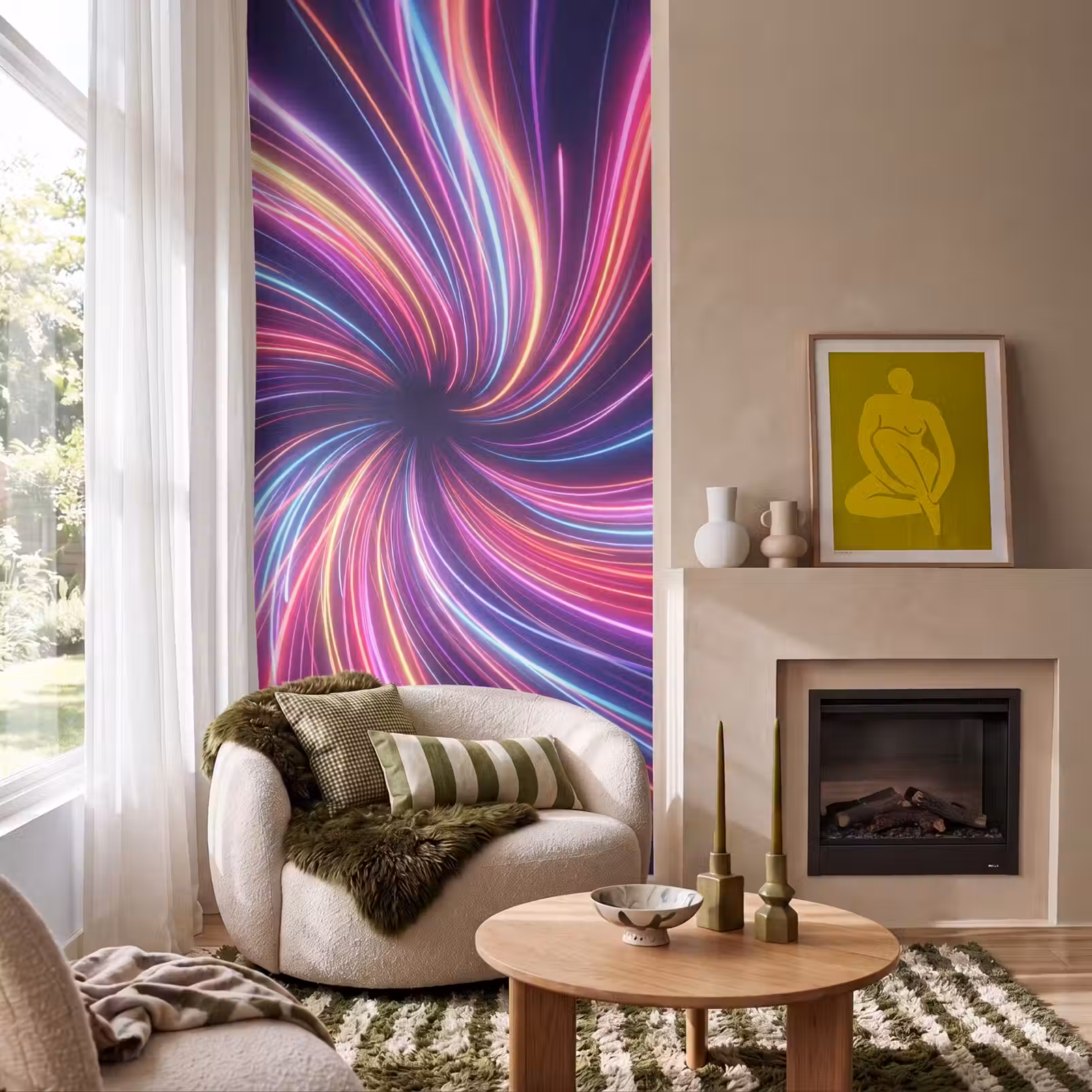 Behang - Abstract - Swirl - Futuristic - Neon — 1