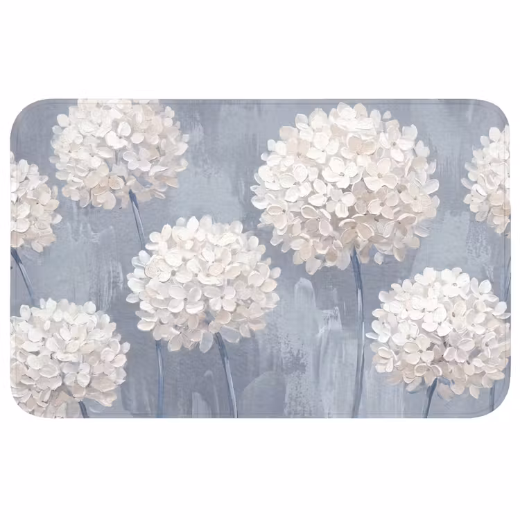 Badmat - Bloemen - Illustratie - Blauw — 1