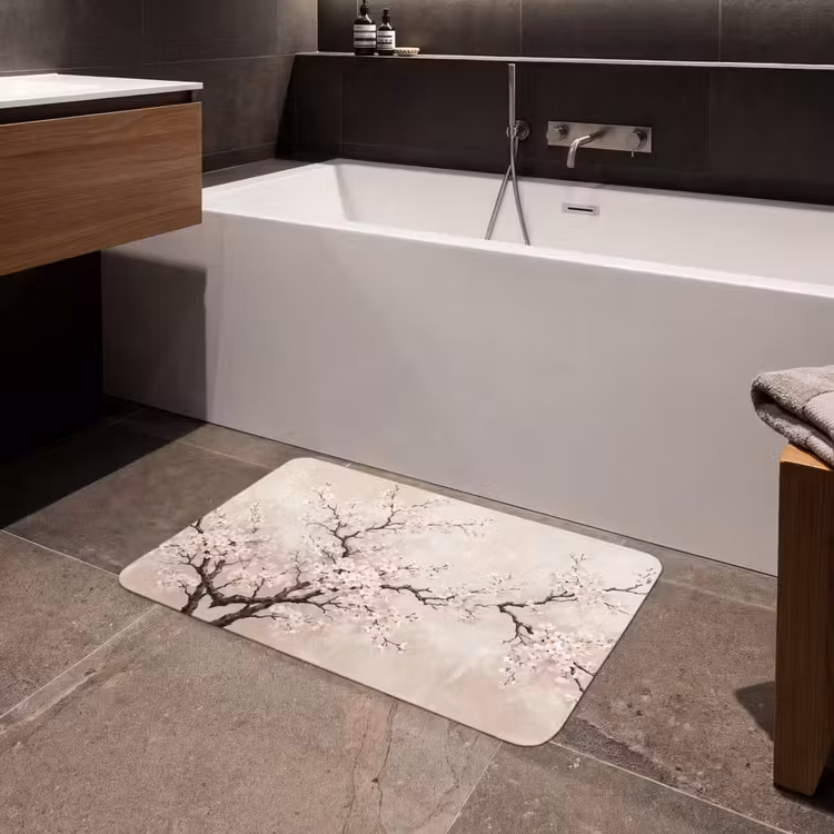 Badmat - Bloesem - Illustratie - Taupe — 4