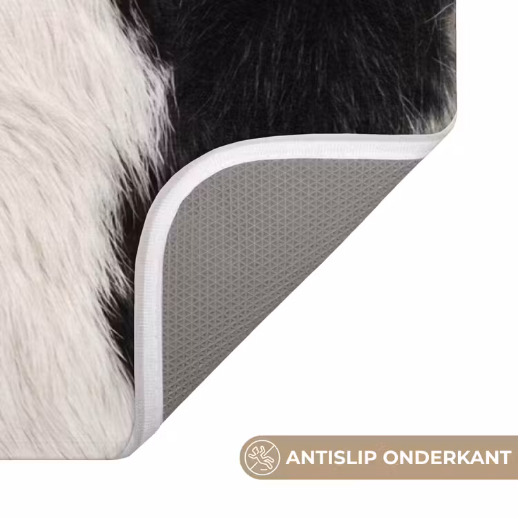 Badmat - Bont - Textuur - Zwart - Wit — 3