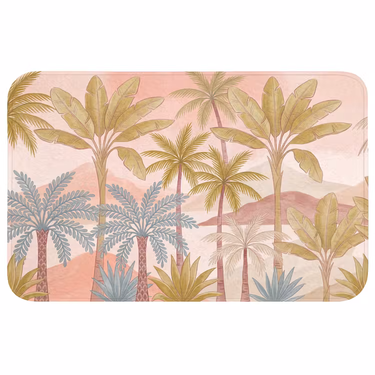 Badmat - Illustratie - Palmbomen - Kleurrijk — 1