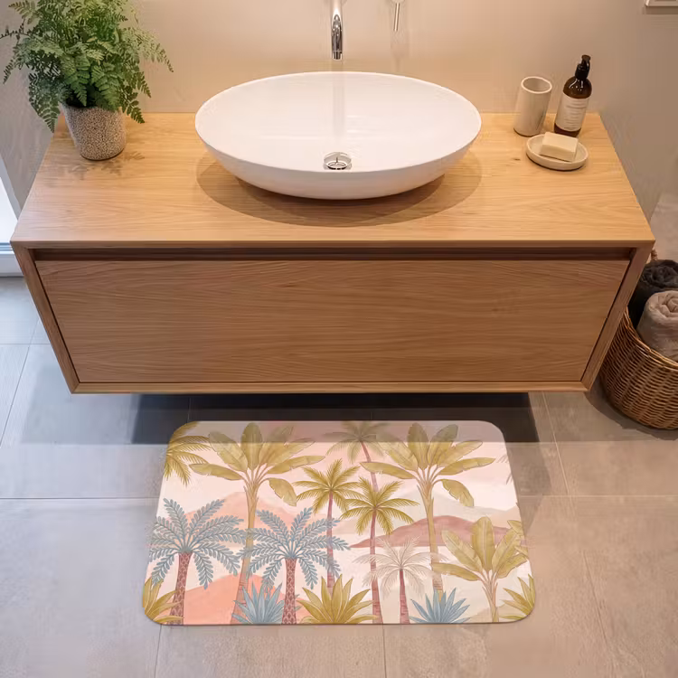 Badmat - Illustratie - Palmbomen - Kleurrijk — 2
