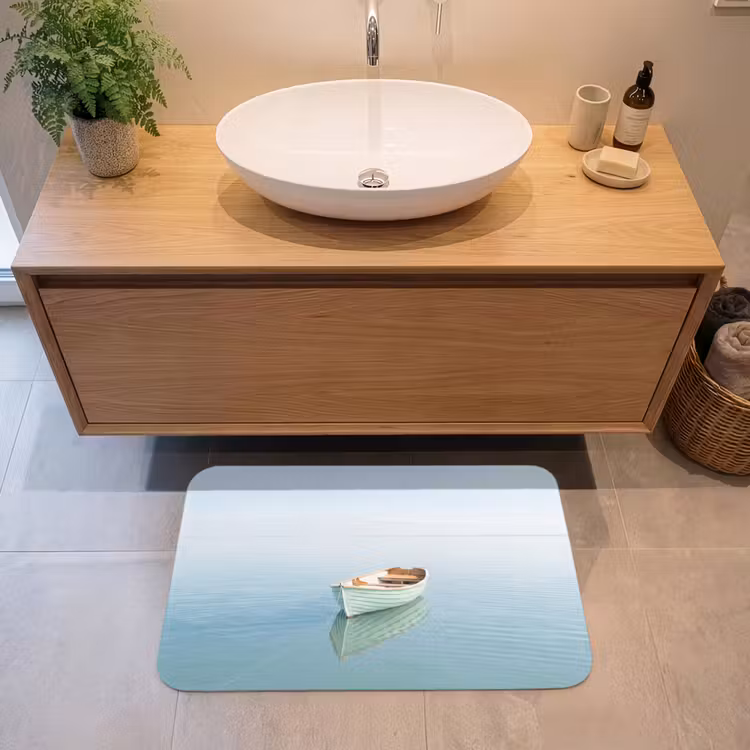 Badmat - Minimalistisch - Boot - Zee — 2
