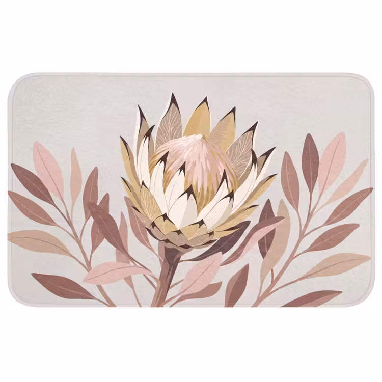 Badmat - Protea - Bloem - Botanisch - Beige — 1