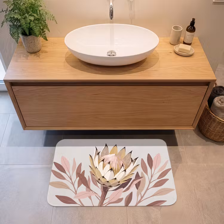 Badmat - Protea - Bloem - Botanisch - Beige — 2