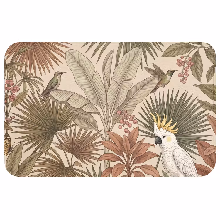 Badmat - Tropisch - Vogels - Beige — 1