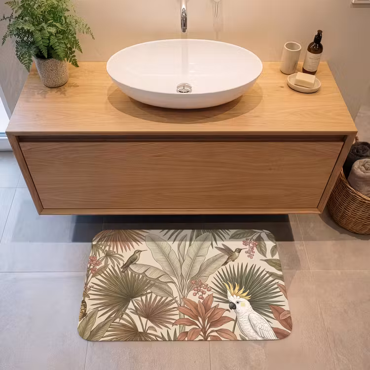Badmat - Tropisch - Vogels - Beige — 2