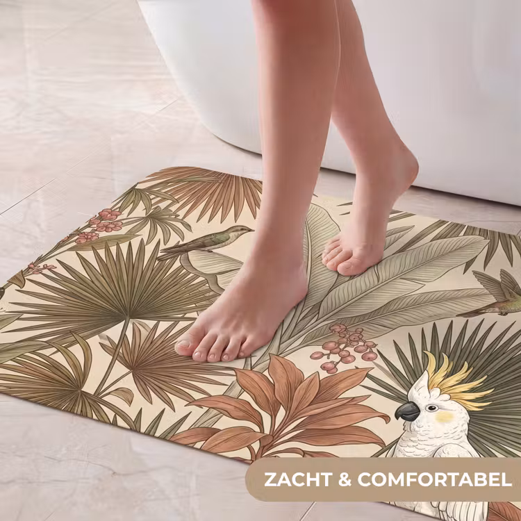 Badmat - Tropisch - Vogels - Beige — 5