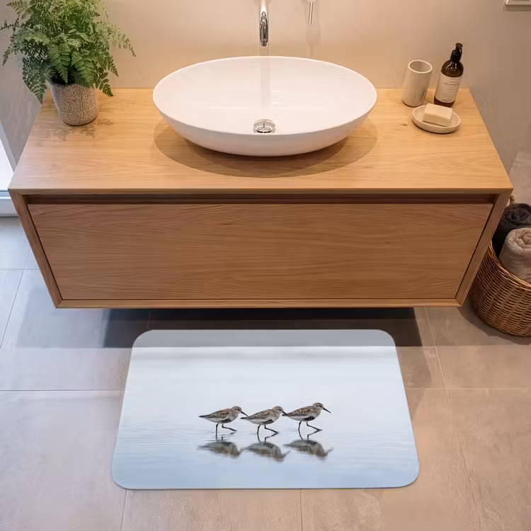 Badmat - Vogels - Water - Grijs — 2