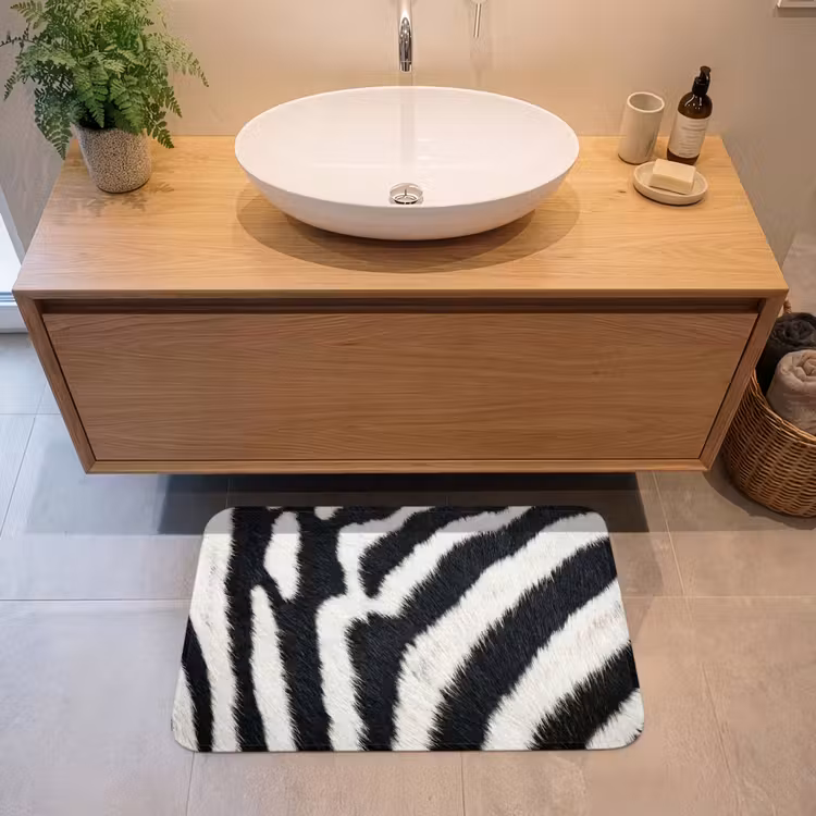 Badmat - Zebra - Vacht - Klassiek - Zwart - Wit — 2