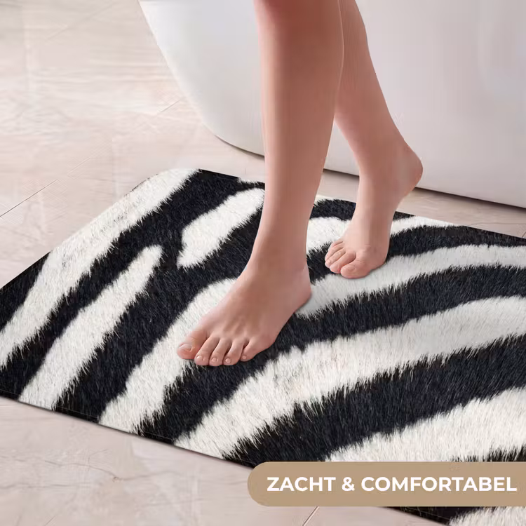 Badmat - Zebra - Vacht - Klassiek - Zwart - Wit — 5