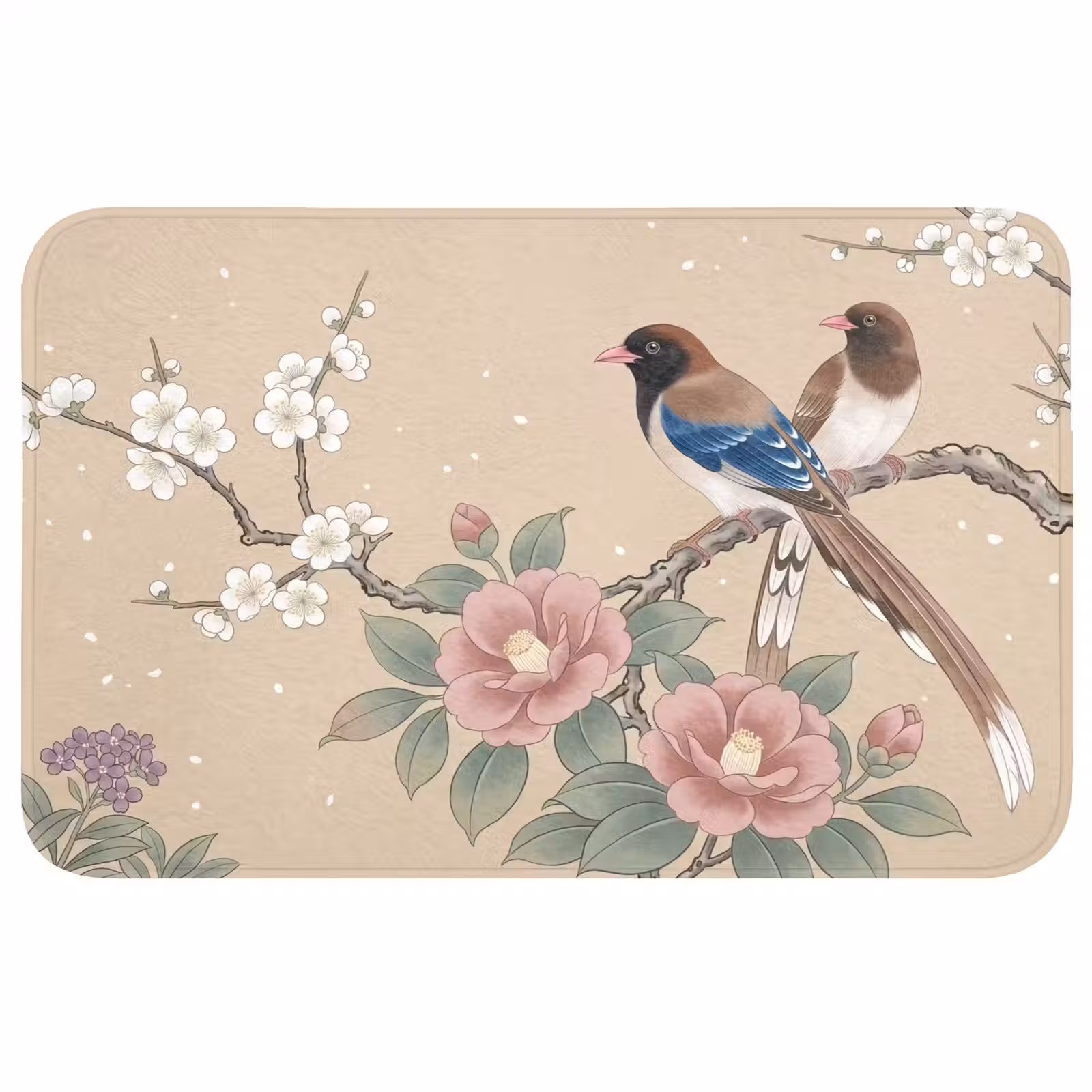 Badmat - Bloemen - Vogels - Bloemen — 1