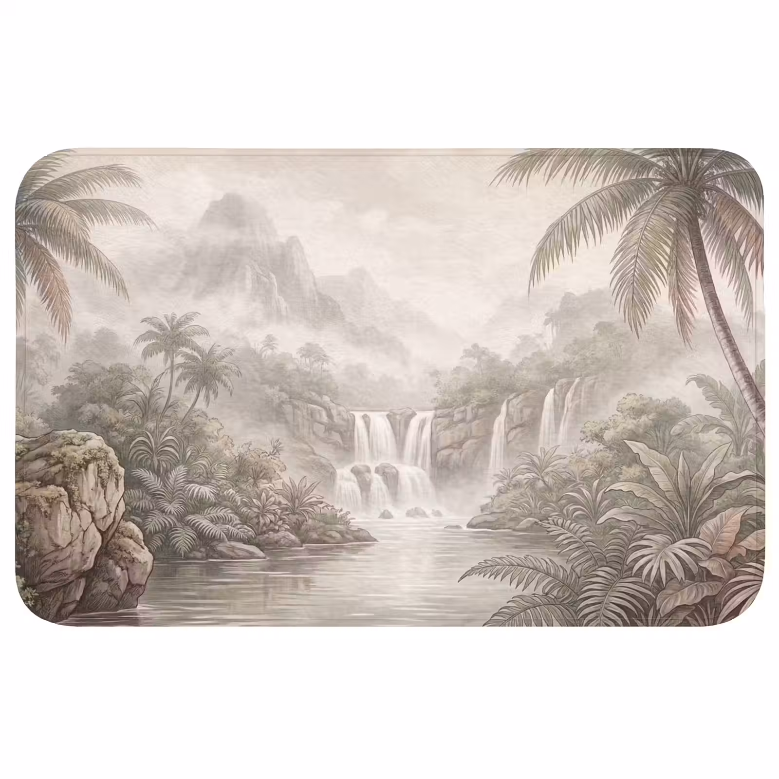 Badmat - Jungle - Watervallen - Tropisch - Illustratie — 1