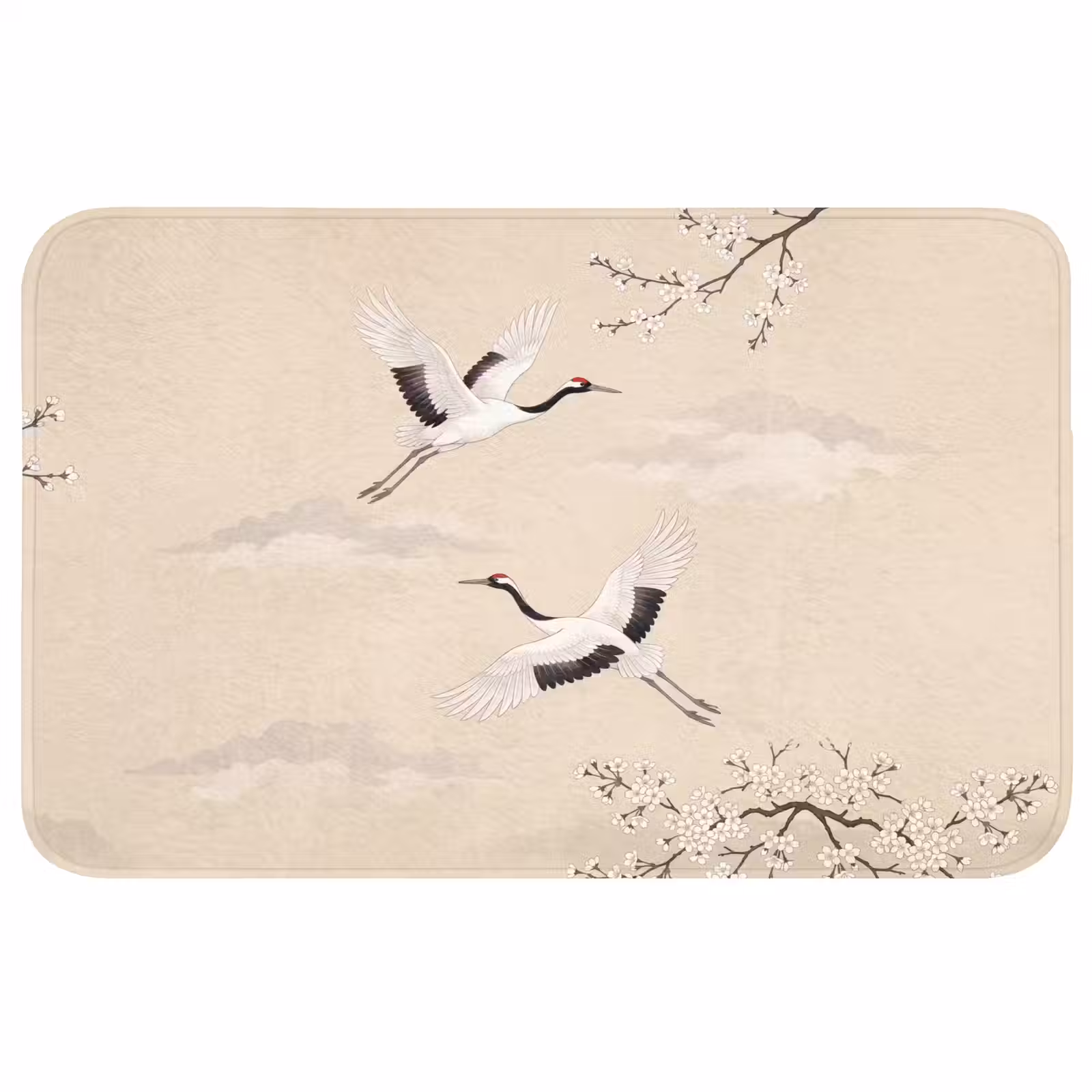 Badmat - Kraanvogels - Bloesem - Beige — 1
