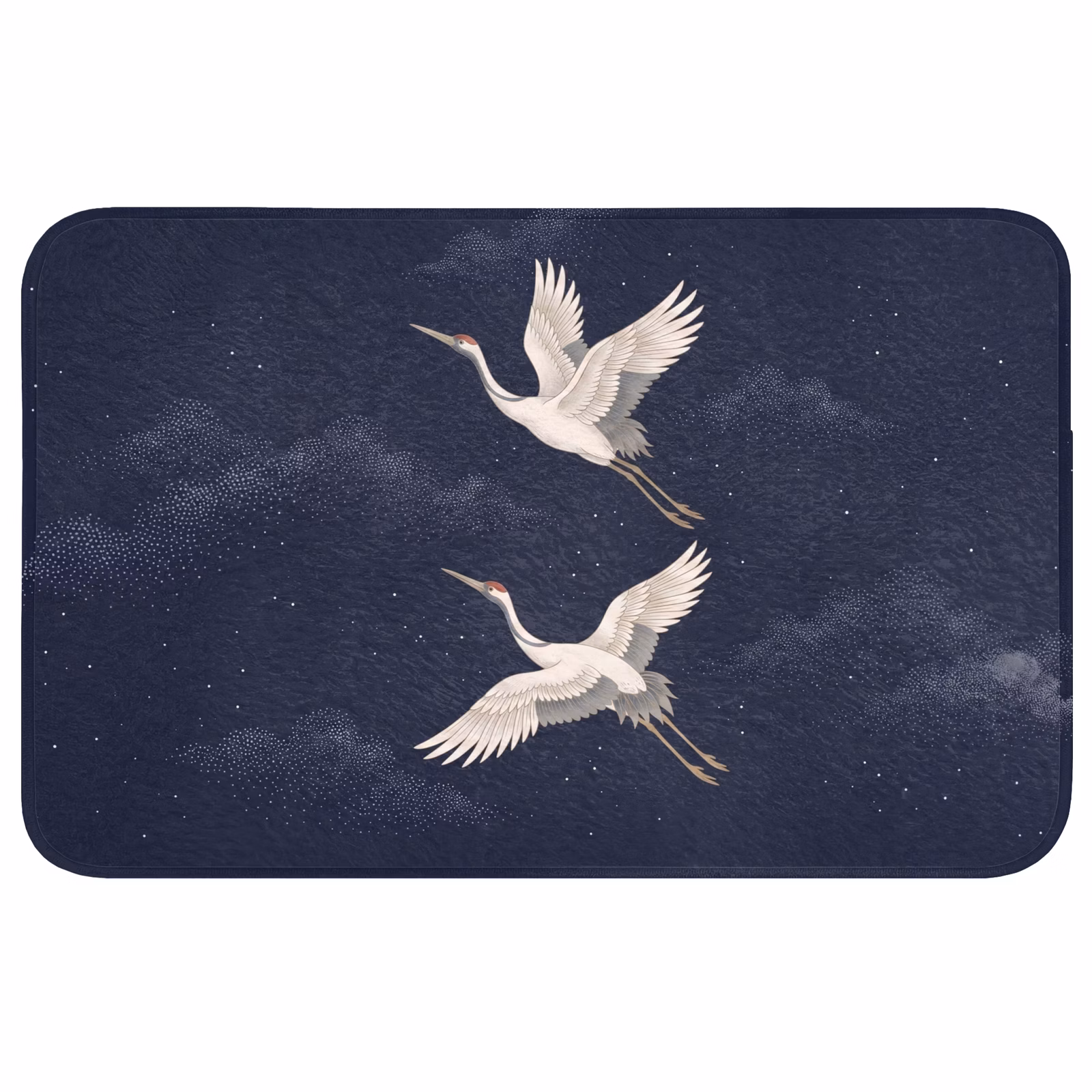 Badmat - Kraanvogels - Nachthemel - Blauw — 1