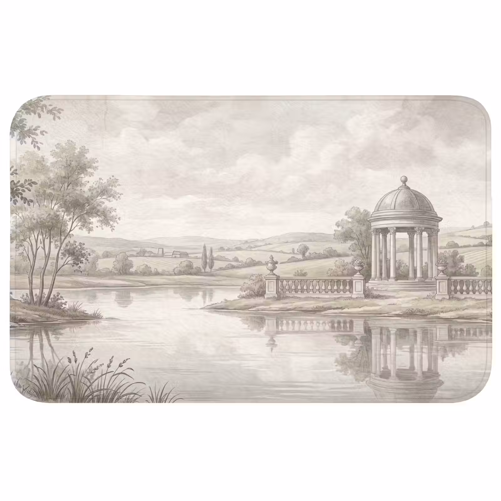 Badmat - Landschap - Water - Natuur - Sepia — 1