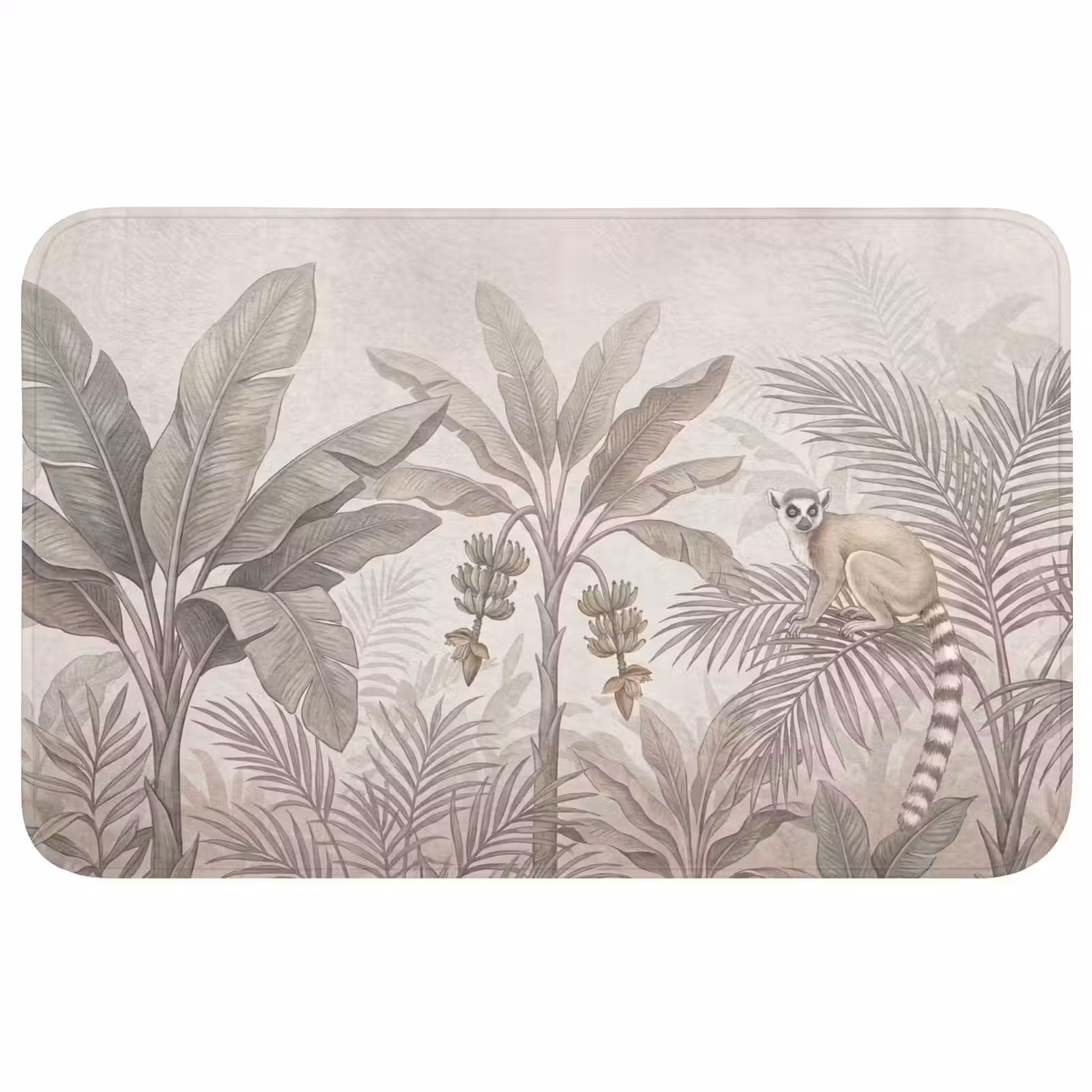 Badmat - Natuur - Jungle - Ringstaartmaki - Bruin — 1