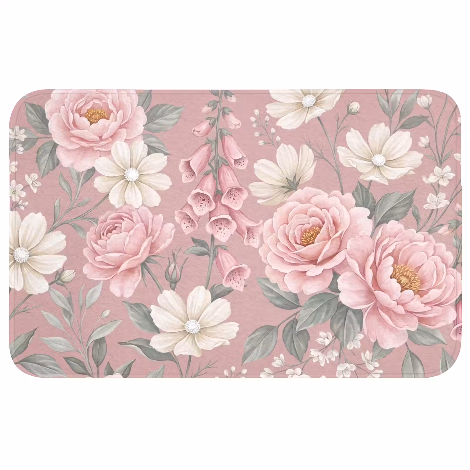 Badmat - Pioenrozen - Vingerhoedskruid - Pink — 1