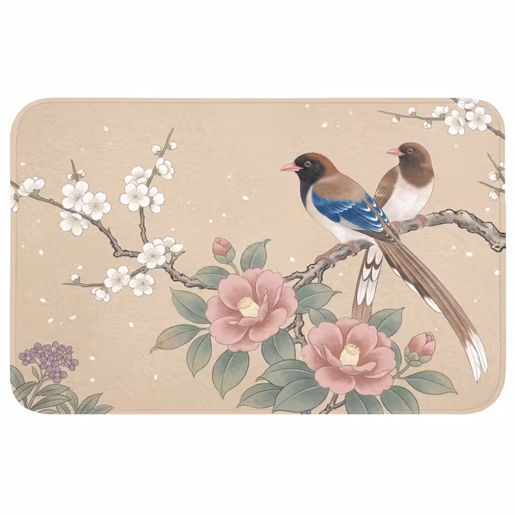 Badmat - Bloemen - Vogels - Bloemen — 1