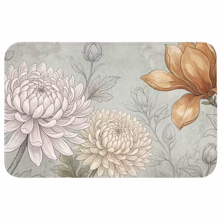 Badmat - Illustratie - Bloemen - Groen — 1