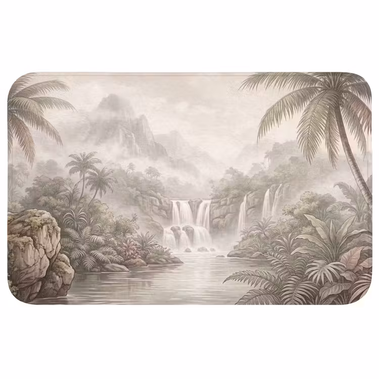 Badmat - Jungle - Watervallen - Tropisch - Illustratie — 1