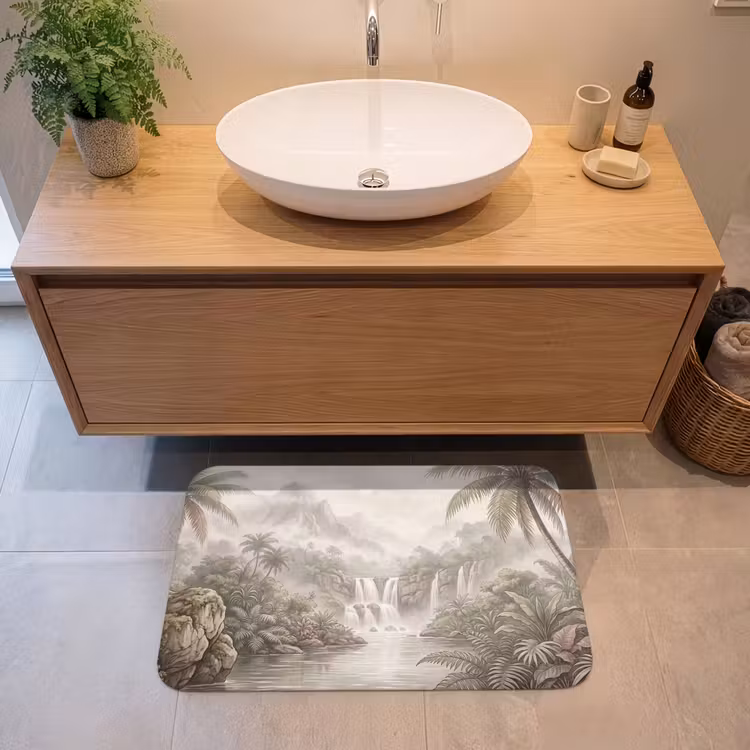 Badmat - Jungle - Watervallen - Tropisch - Illustratie — 2