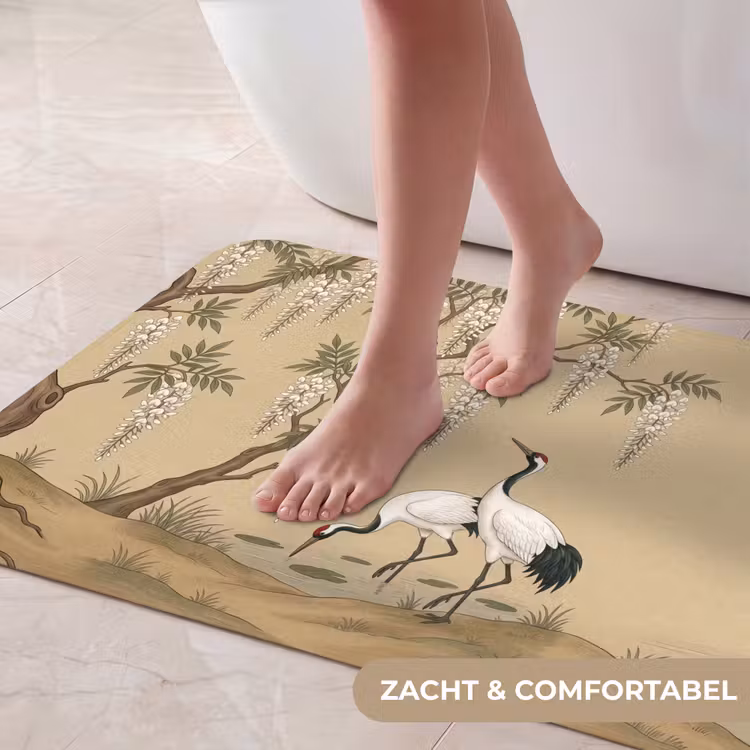 Badmat - Kraanvogels - Water - Beige — 5