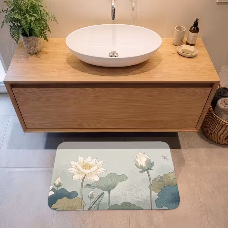Badmat - Lotus - Bloemen - Groen — 2