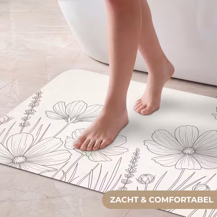 Badmat - Minimalistisch - Modern - Bloemen - Beige — 5