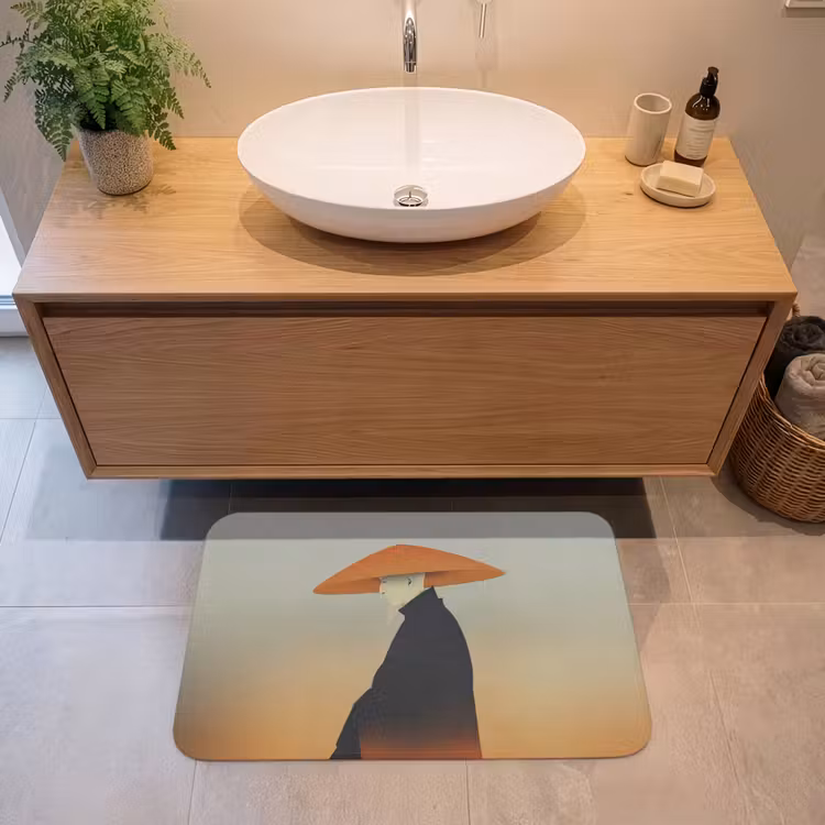 Badmat - Minimalistisch - Silhouet - Oranje — 2