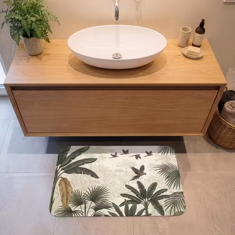 Badmat - Papagaaien - Jungle - Tropisch - Green — 2