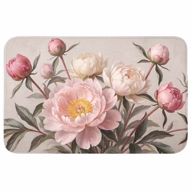 Badmat - Pioenrozen - Boeket - Roze — 1